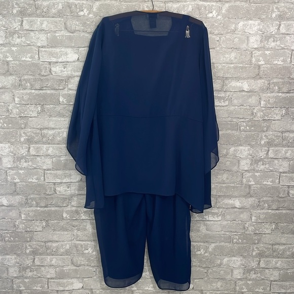 Catherines Navy Masquerade Beaded Pant Set - Picture 4 of 10